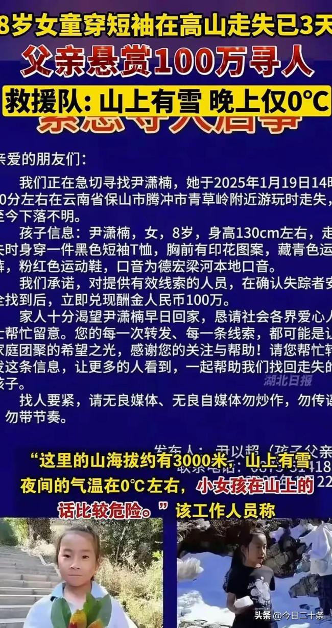 女童山里走失三天，父亲悬赏百万寻人——希望之花永不凋零